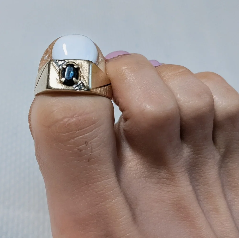 Vtg 1912 Weinmann Brothers 10k sapphire solid Gold ring diamond accents  3.7g